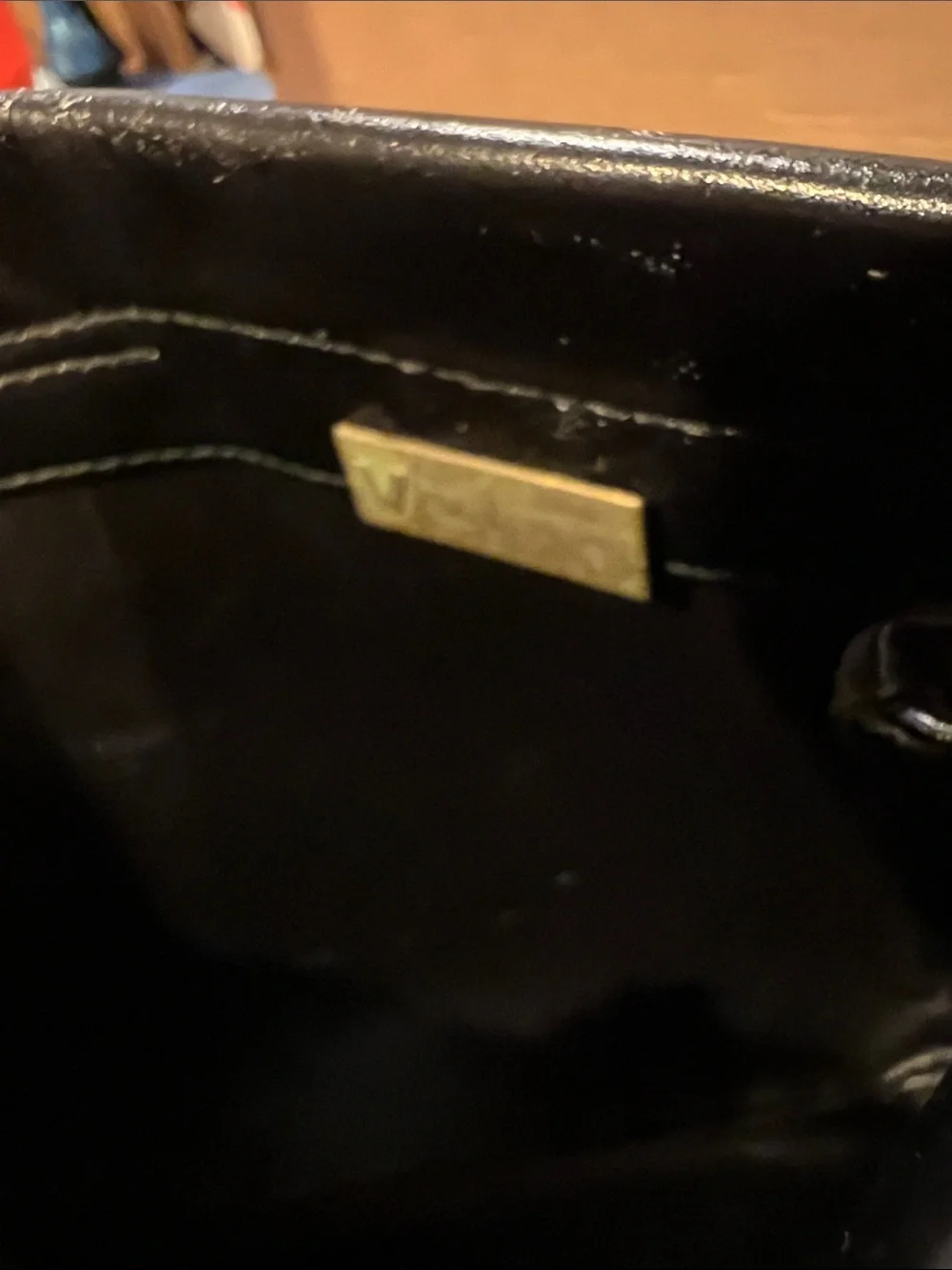 Valentino Black Leather V-Emblem Horizontal Embossed Clutch